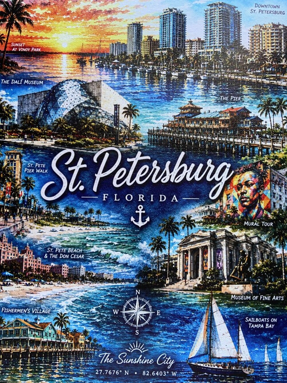 St. Petersburg Florida Canvas Wall Art β The Sunshine City Collection (11x14) - Picture 3 of 4